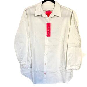 Lilly Pulitzer Lesia Relaxed Fit Button Down Shirt in Resort White Sz M   NEW